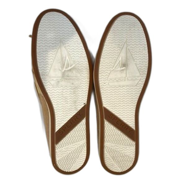 Sperry Top Sider Starfish Boat Shoes Tan Brown Leather Size 10 Gold Preppy - Picture 6 of 9
